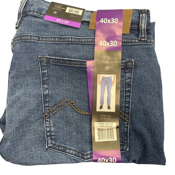 NEW Urban Star Men's 40x30 Light Blue Stretch Slim Fit Jeans - Picture 2 of 7